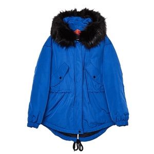 Sporty winter coat jacket, blue Bershka Zara